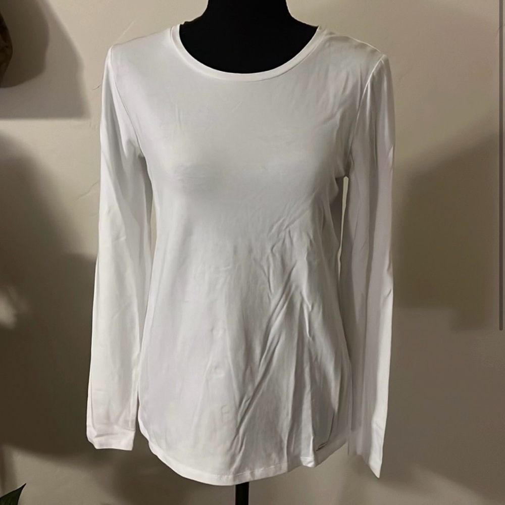 Karl Lagerfeld Cream Fitted Long Sleeve Tee